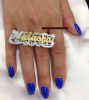 SILVER or Gold Plated two finger name ring 3-D double plate